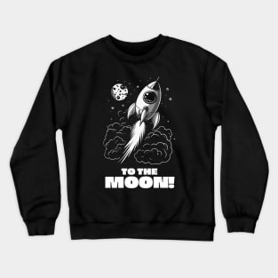 To The Moon! || Black and White Rocket in Space Crewneck Sweatshirt